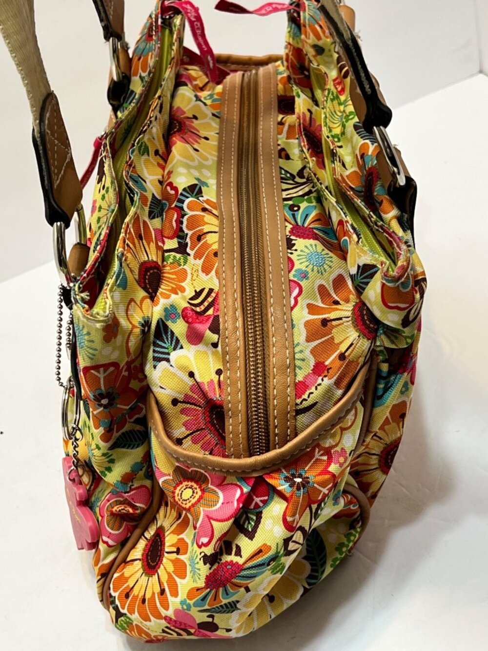 Lily Bloom Floral Bee Tote Bag Busy Bee Recycled Polyester Vinyl Trim Boho Y2K - Picture 14 of 16
